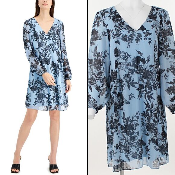Inc International Concepts Printed Chiffon Shift Dress - Picture 1 of 5
